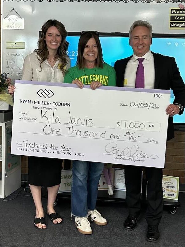 Ryan Miller & Coburn teacher of the year award Kila Jarvis